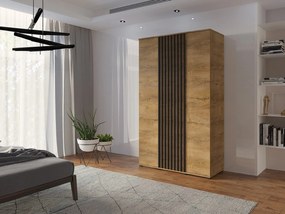 Szafa Otwierana Dwudrzwiowa Z LAMELAMI 120cm x 200cm LEFKAS| Półki + Wieszak