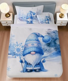 PrzytulneMieszkanie.pl PrzytulneMieszkanie.pl Pościel z mikrosatyny BLUE GNOME biała + poszewka na poduszkę 45 x 45 cm gratis Rozmiar pościeli: 70 x 90 cm | 140 x 200 cm