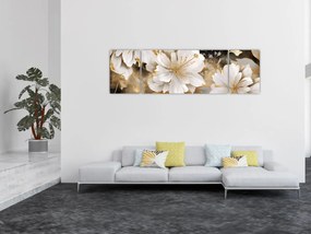 Obraz - Kwiaty w kolorze złotym (170x50 cm)
