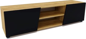 Nowoczesna szafka pod telewizor dąb craft + czarny G7-C56