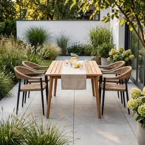 Krzesło Ogrodowe Czarne 56x60x78 cm Plecione Brązowe Sznurki Nowoczesne