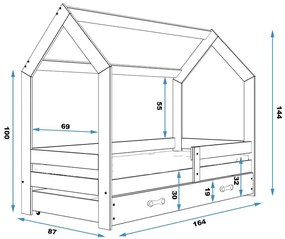 Białe łóżko domek dla dziecka 80x160 - Bambino