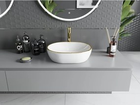 Mexen Viki umywalka nablatowa 48 x 35 cm, biała/złota rant - 21054805