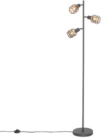 Designerska lampa podłogowa czarna ze złotem 3-światła - NoudDesignerski Oswietlenie wewnetrzne