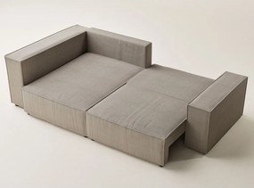 Beżowy sztruksowy rozkładany/ze schowkiem narożnik (lewostronny/w kształcie litery L) Tonga – Maison de Rêve