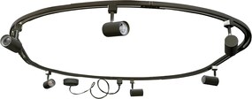 Nowoczesny system oświetlenia szynowego z 6 czarnymi reflektorami, 1-fazowy, owalny 100 cm - Iconic Jeana