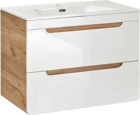 Szafka z umywalką z szufladami 80 cm Biały połysk F5-H52