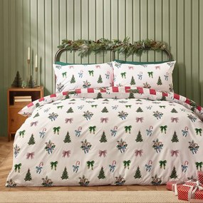 Czerwono-biała pościel dwuosobowa 230x220 cm Christmas Stripe – Catherine Lansfield