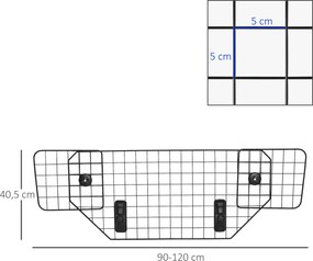 PawHut Bramka Bezpieczeństwa dla Psa Regulowana Osłona 90-120cm Wysoka 405cm Metalowa Czarna | Aosom PL
