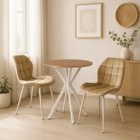 Stół Okrągły LAUREN 60 cm Dąb Złoty/Biały Skandynawski