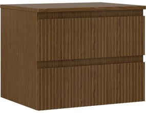 Mexen Rivel szafka łazienkowa podumywalkowa 60 cm z blatem, 2 szuflady, ryflowana , orzech - 91A20-06047-2-BFFC86