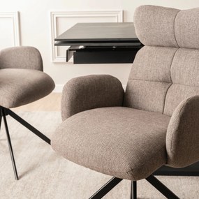 Krzesło Tapicerowane Obrotowe ALVARO Brązowe Nowoczesne