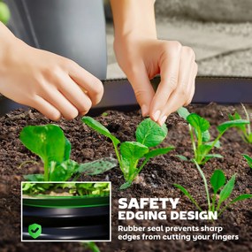 Outsunny Zestaw 2 ocynkowanych pojemników do sadzenia, Ø60 x 30H cm donice z otwartym dnem na różne rośliny, Ciemnoszary