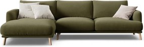 Zielony aksamitny narożnik (lewostronny/z szezlongiem) Naomi – Micadoni