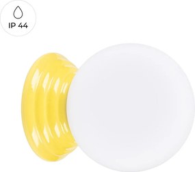 Lampa ścienna minimalistyczny Zori, ceramika szkliwiona/szkło - 1 źródło - L.12 x H.12 cm - żółty