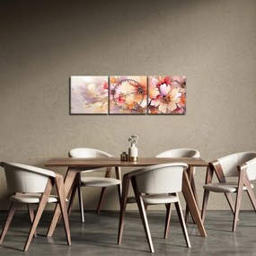Obraz - Kwiaty (z zegarem) (90x30 cm)