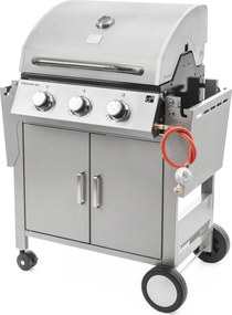 Grill gazowy OKLAHOMA BBQ, 4 palniki, z reduktorem, srebrny Penta CZ