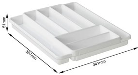 Biały plastikowy organizer na sztućce do szuflady 39,7 x 34 cm Domino – Rotho