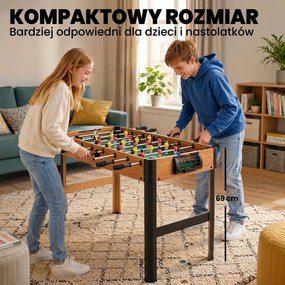 HOMCOM Stół do piłkarzyków, zestaw do piłkarzyków, 2 piłki, antypoślizgowe uchwyty, dla dzieci i dorosłych, licznik punktów, MDF, metal, kolorowy