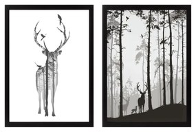 Obrazy zestaw 2 szt. 34x44 cm Deer – Wallity