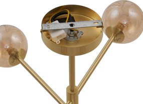 Nowoczesna lampa sufitowa mosiężna z bursztynowym szkłem 6-punktowa - Ryan
