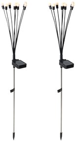 Stojąca lampa zewnętrzna czarna z LED z panelem słonecznym i kołkiem do ziemi - Fire Fly