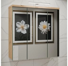 Wisząca szafka łazienkowa z lustrem VENOM zielona/dąb artisan