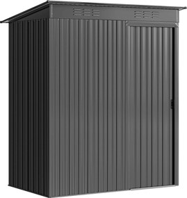 Outsunny Metalowy domek ogrodowy 1,37 m², schowek z łatwym montażem, dach jednospadowy, drzwi przesuwne, wentylacja, rękawice | Aosom PL