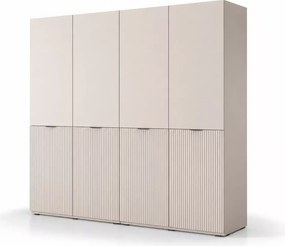 Szafa czterodrzwiowa 200 cm Dickson 2 z ryflowanymi frontami - 12 półek i 4 drążki
