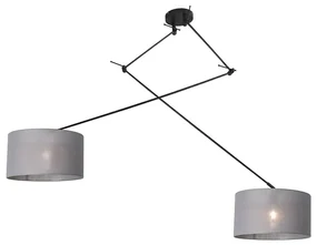Lampa wisząca regulowana czarna klosz szary 35cm - Blitz II Nowoczesny Oswietlenie wewnetrzne