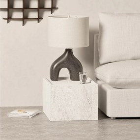 Stolik pomocniczy z marmuru – biały – Crow Wide