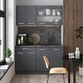 Pojedyncza kuchnia czarny beton/antracyt 140x60x81.6 r-line