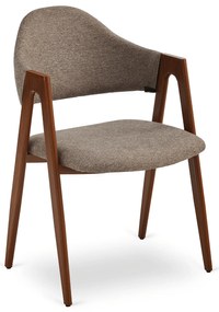 Krzesło Tapicerowane do Salonu RUIZ Beżowe/Orzech Nowoczesne Loft