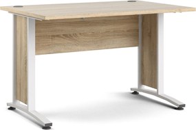 Biurko proste Prima dąb sonoma 120 białe nogi