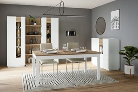 Wąska witryna z przeszkleniem Lewisville 711, Secret Grey/dąb Valencia