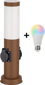 Brilagi - LED RGBW lampa zewnętrzna z 2 gniazdami, 1xE27/15W/230V, 40 cm, IP44, brązowa