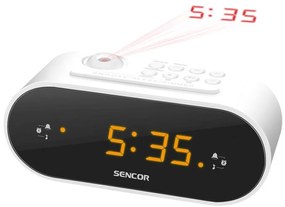 Sencor - Radiobudzik z LED wyświetlaczem i projektorem 5W/230V 1xCR2032 biały