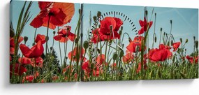 Obraz - Na polu maków (z zegarem) (90x30 cm)