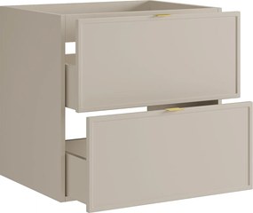 Wisząca szafka pod umywalkę z uchwytami z metalu – kolor beżowy – 60 cm – ONDIL