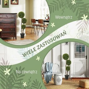 HOMCOM Bukszpan sztuczny w doniczce roślina ozdobna drzewko kula do ogrodu na taras balkon zewnętrzna jak prawdziwa zielona | Aosom PL