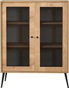 Elegancka dębowa komoda, 90 x 40 x 110 cm | Płyta wiórowa 100% z licową powłoką | Idealna do nowoczesnych salonów i jadalni