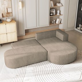 Masseno Narożnik CORTIO z funkcją spania i pojemnikiem na pościel Narozniki L, Rozkładana sofa - Beżowy, POSO 02