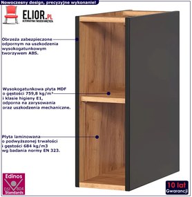 Szafka łazienkowa z odkrytymi półkami - Lunios 8X Czarny mat