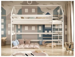 Łóżko domek na antresoli TOBI 2 200x80 białe drewniane KOCOT KIDS