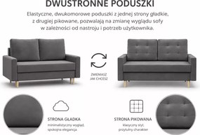 Sofa rozkładana Stivo 2-osobowa z pojemnikiem na pościel – nowoczesna, skandynawska, mała kanapa do salonu i pokoju