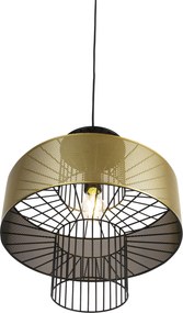 Designerska lampa wisząca złota z czarną 40 cm - Tess