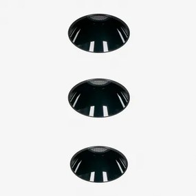 Pack 3 Wpuszczanych Downlightów Led Bezramkowych Trimless, Okrągłych Ø6,8 Cm Z Aluminium Luisiana Czarna & 38º & Białe Zimne Światło 4000k & 11 W -