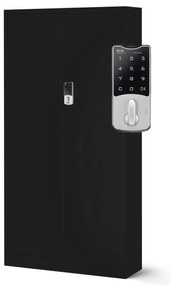 Biurowa szafa metalowa na akta DANIEL, 900 x 1850 x 400 mm, czarna