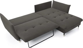 Narożnik GLAM Prawostronny z funkcją spania, zestaw z poduszkami wolnostojący tkanina RIVIERA 95 Ciemny szary DOMO HOME
