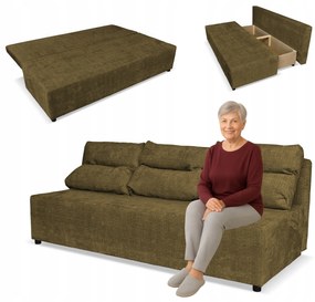 Kanapa sofa KIMO funkcja spania pojemnik Family Meble Ramona brązowy welur